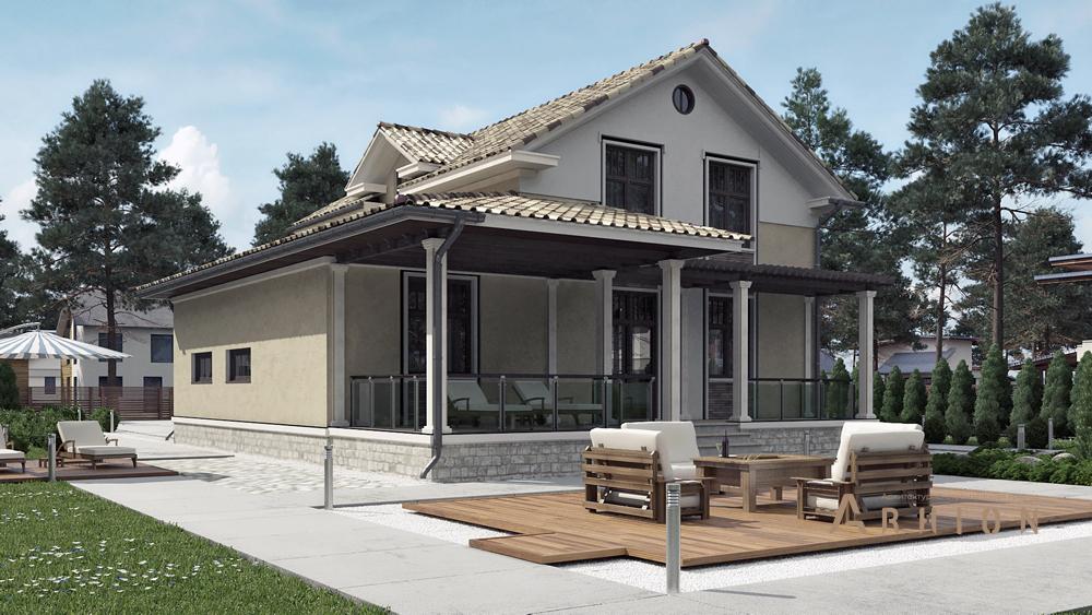 2. Проект одноэтажного дома в современном стиле с плоской кровлей , cp-14-64, площадью - 233 кв c цокольным этажом, мансардой, гаражом