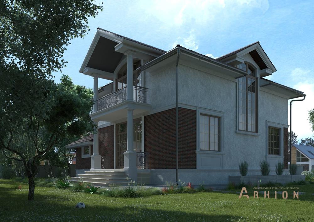 3. Проект одноэтажного дома в классическом стиле с плоской кровлей , cp-14-81, площадью - 184 кв c цокольным этажом, мансардой