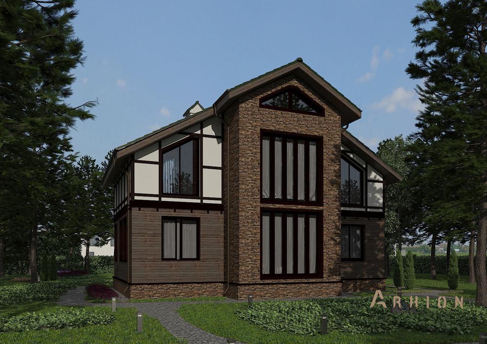 2. Проект одноэтажного дома в финском стиле с двускатной кровлей, cp-14-84, площадью - 212 кв c цокольным этажом, мансардой