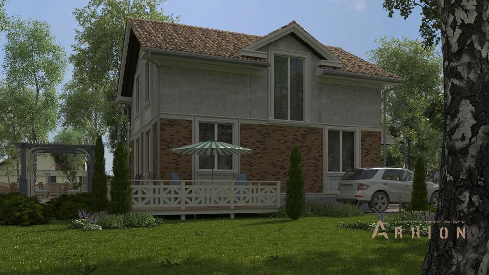 3. Проект одноэтажного дома в современном стиле с двускатной кровлей, cp-14-97, площадью - 177 кв c цокольным этажом, мансардой