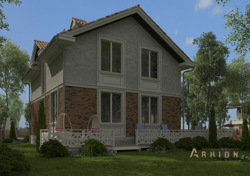 1. Проект одноэтажного дома в современном стиле с двускатной кровлей, cp-14-97, площадью - 177 кв c цокольным этажом, мансардой