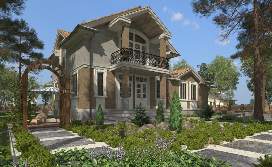 2. Проект одноэтажного дома в современном стиле с плоской кровлей , cp-15-52, площадью - 193 кв c мансардой