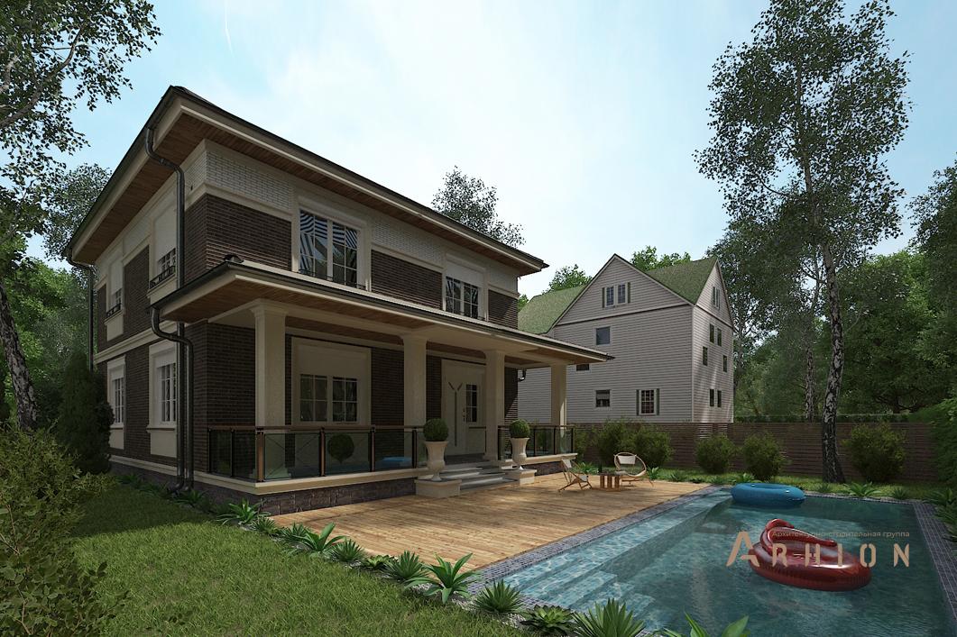 3. Проект двухэтажного дома в современном стиле с четырехскатной, cp-15-65, площадью - 144 кв c терассой