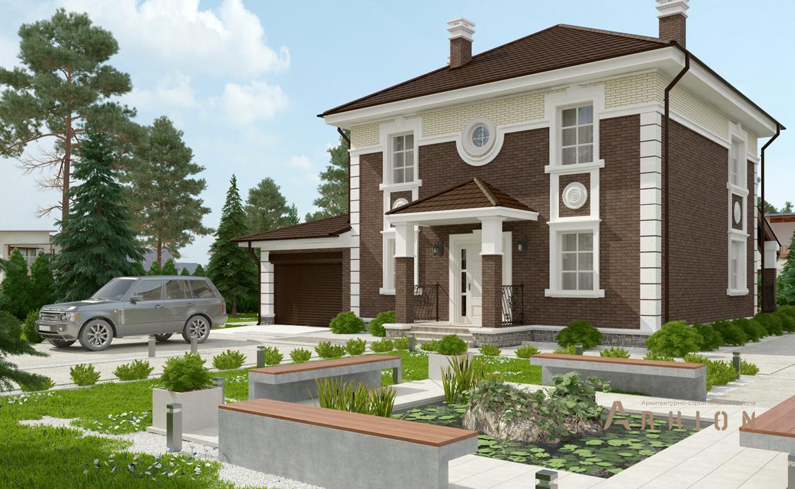 1. Проект двухэтажного дома в классическом стиле с четырехскатной, cp-15-66, площадью - 174 кв c цокольным этажом