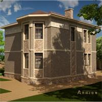 5. Проект двухэтажного дома в современном классическом стиле с четырехскатной, cp-15-70, площадью - 256 кв c сауной, терассой, эркером