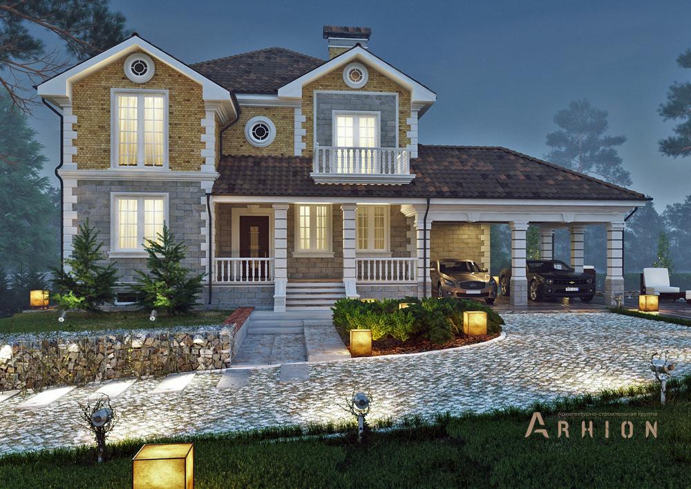 1. Проект двухэтажного дома в английском стиле с плоской кровлей , cp-16-17, площадью - 346 кв