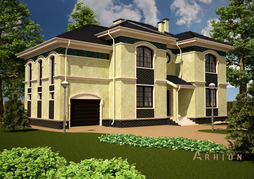 2. Проект двухэтажного дома в современном стиле с плоской кровлей , cp-16-29, площадью - 262 кв c цокольным этажом, гаражом