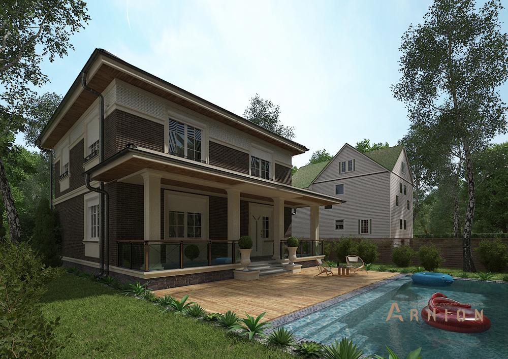 3. Проект двухэтажного дома в современном стиле с четырехскатной, cp-16-49, площадью - 212 кв c цокольным этажом