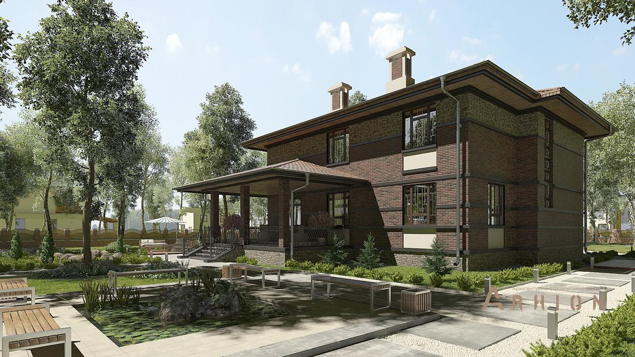 2. Проект двухэтажного дома в современном стиле с четырехскатной, cp-17-12, площадью - 373 кв c цокольным этажом