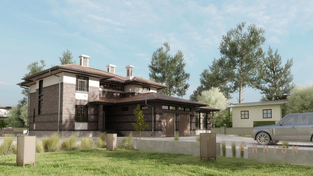 1. Проект двухэтажного дома в современном стиле с плоской кровлей , cp-17-13, площадью - 509 кв c цокольным этажом, гаражом