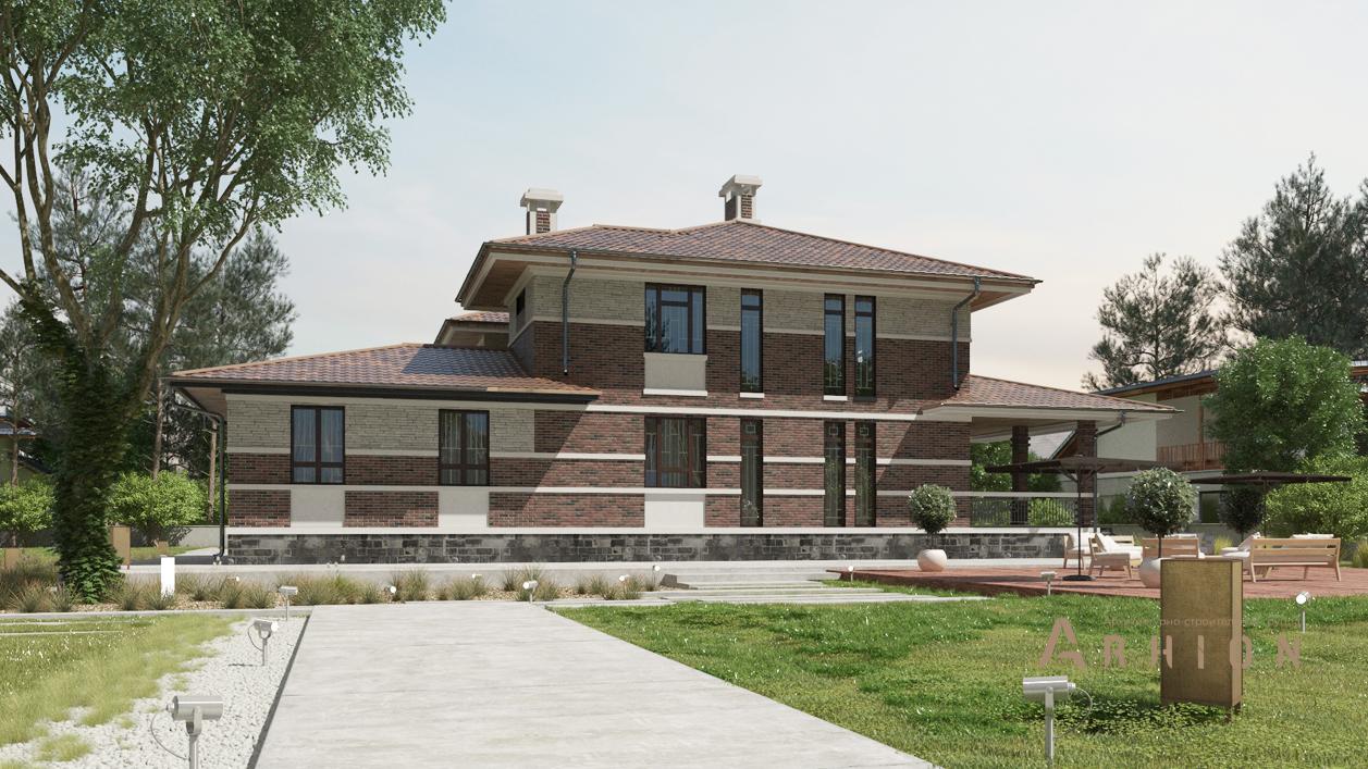 2. Проект двухэтажного дома в современном стиле с четырехскатной, cp-17-20, площадью - 415 кв c цокольным этажом