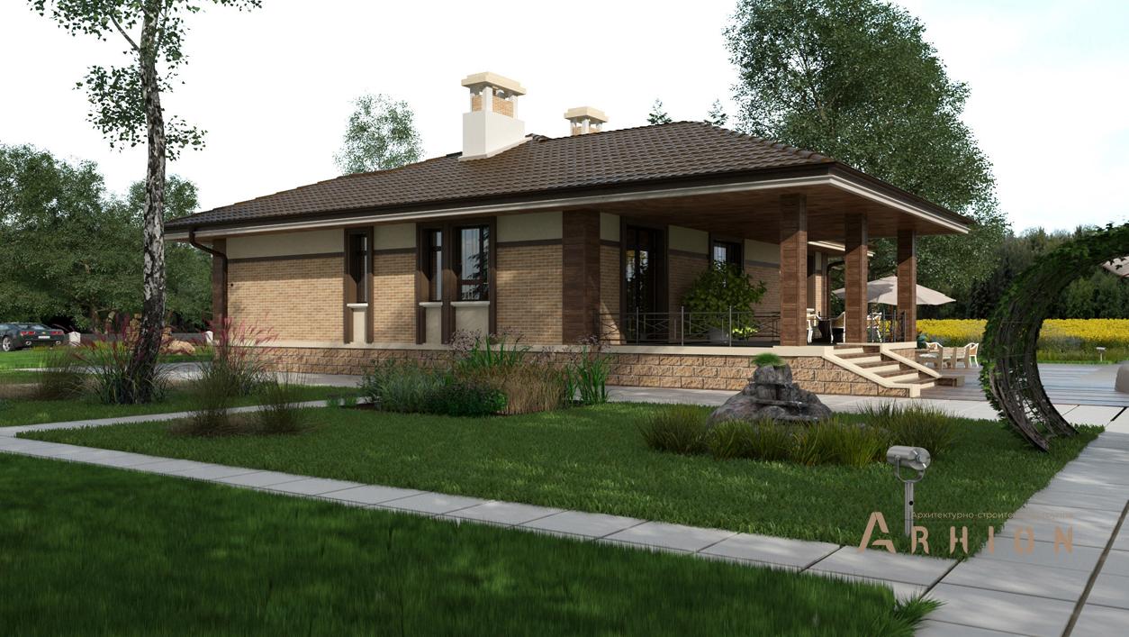 3. Проект одноэтажного дома в стиле Ллойда Райта (прерий) с четырехскатной, cp-17-33, площадью - 286 кв c цокольным этажом, сауной, терассой