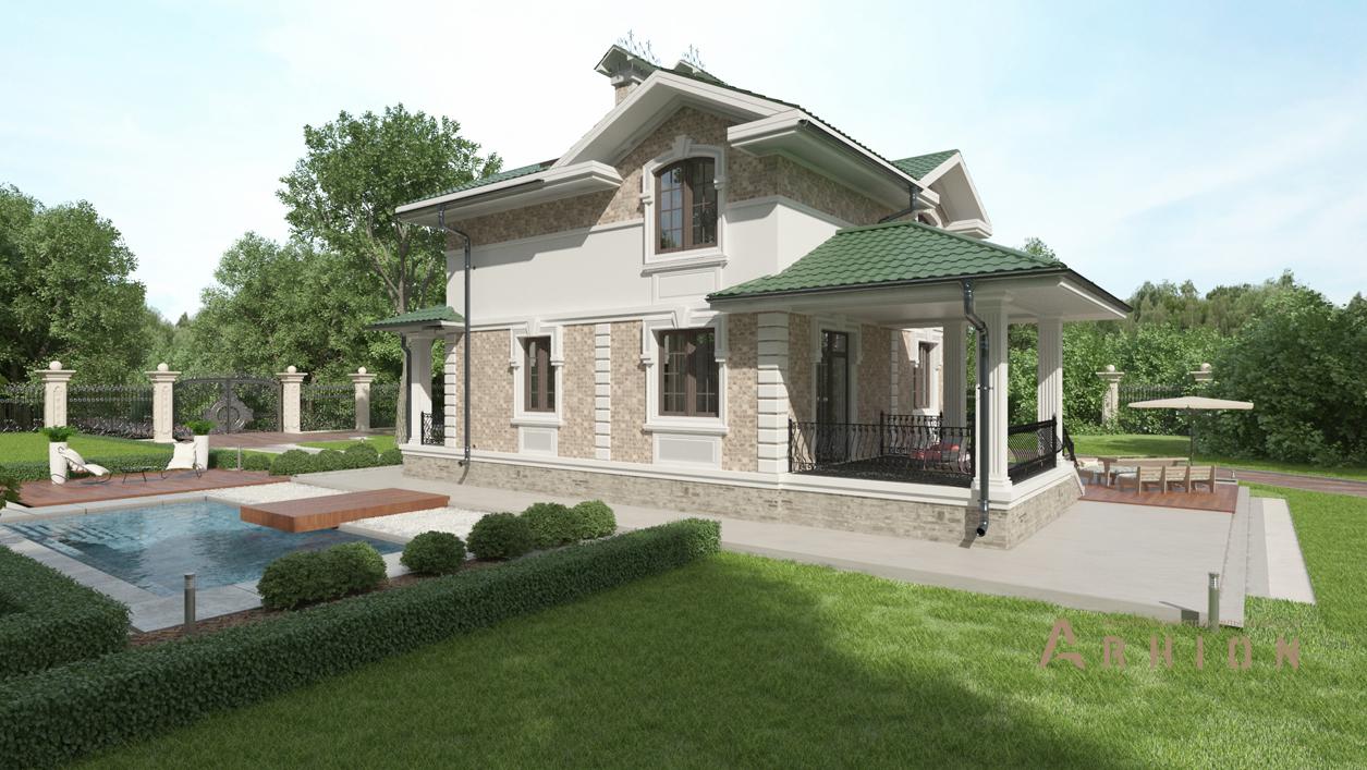 2. Проект двухэтажного дома в современном стиле с четырехскатной, cp-17-50, площадью - 265 кв c цокольным этажом