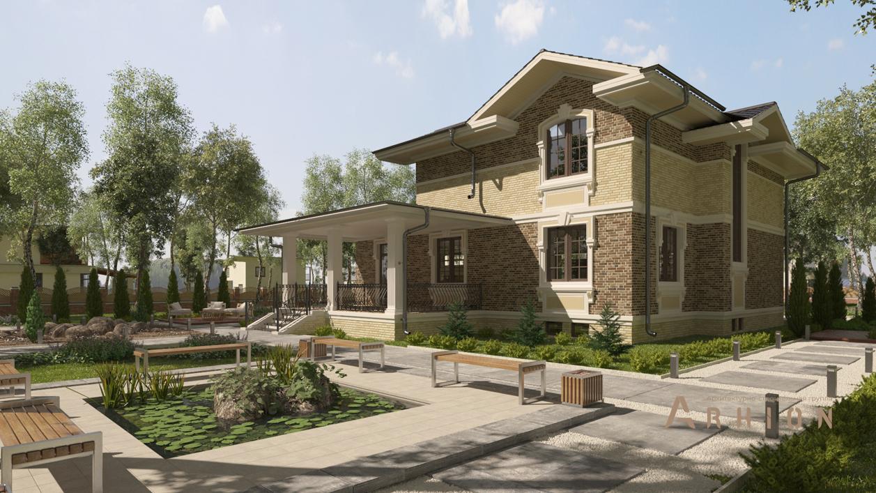 3. Проект двухэтажного дома в современном стиле с плоской кровлей , cp-17-52, площадью - 349 кв c цокольным этажом, гаражом