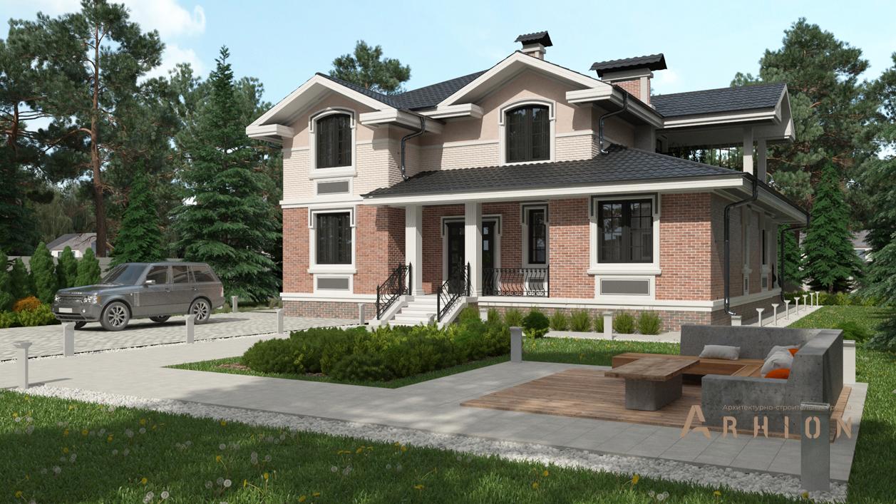 1. Проект двухэтажного дома в современном стиле с многоскатной кровлей, cp-17-53, площадью - 357 кв c цокольным этажом