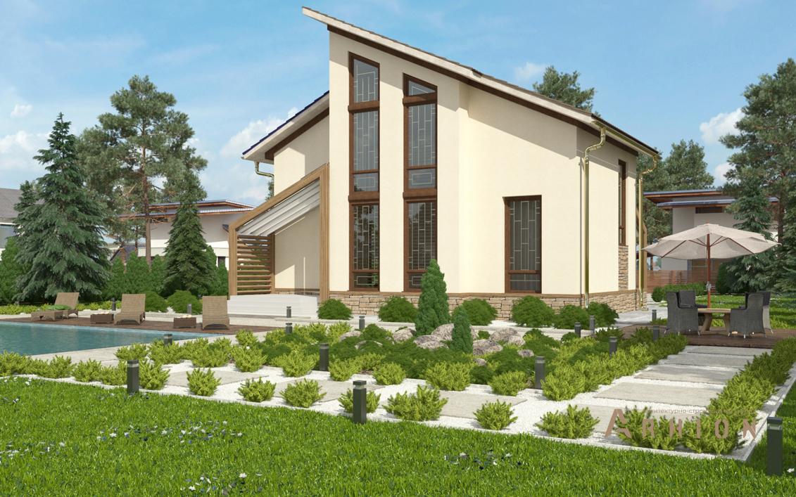 3. Проект двухэтажного дома в современном стиле с односкатной кровлей, cp-20-32, площадью - 119 кв c терассой