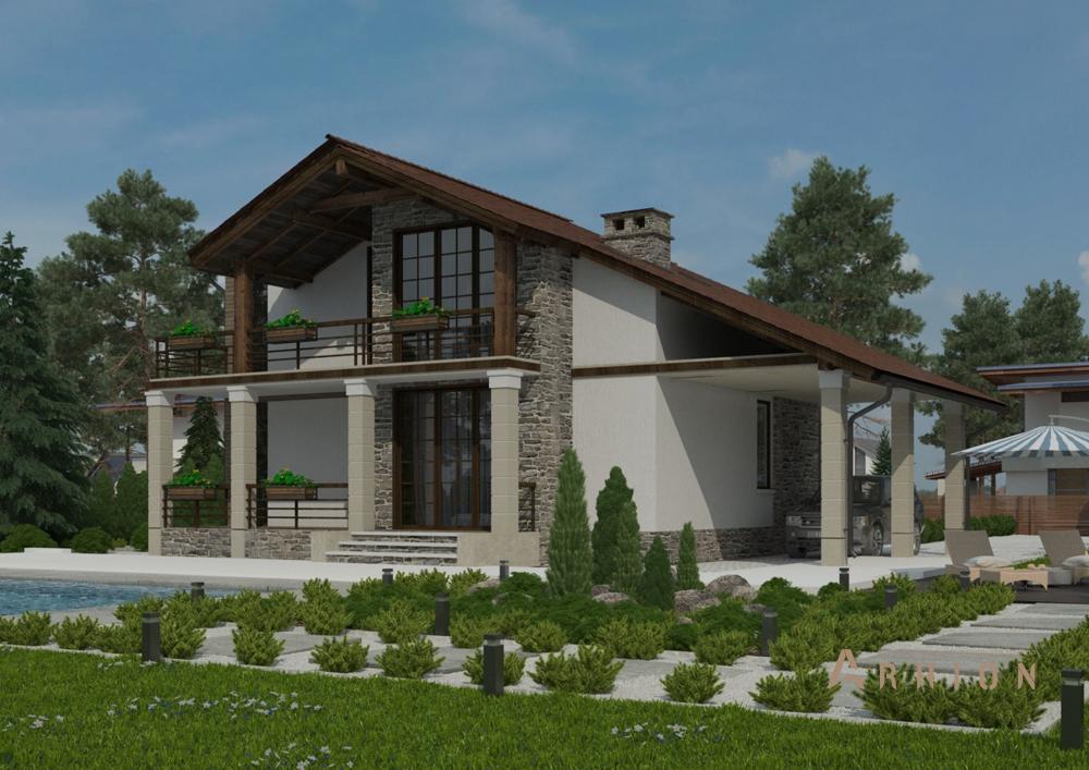 2. Проект двухэтажного дома в современном стиле с плоской кровлей , cp-20-56, площадью - 249 кв c цокольным этажом