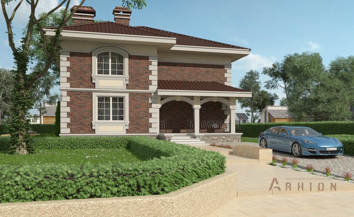 1. Проект двухэтажного дома в современном стиле с четырехскатной, cp-20-79, площадью - 323 кв c цокольным этажом