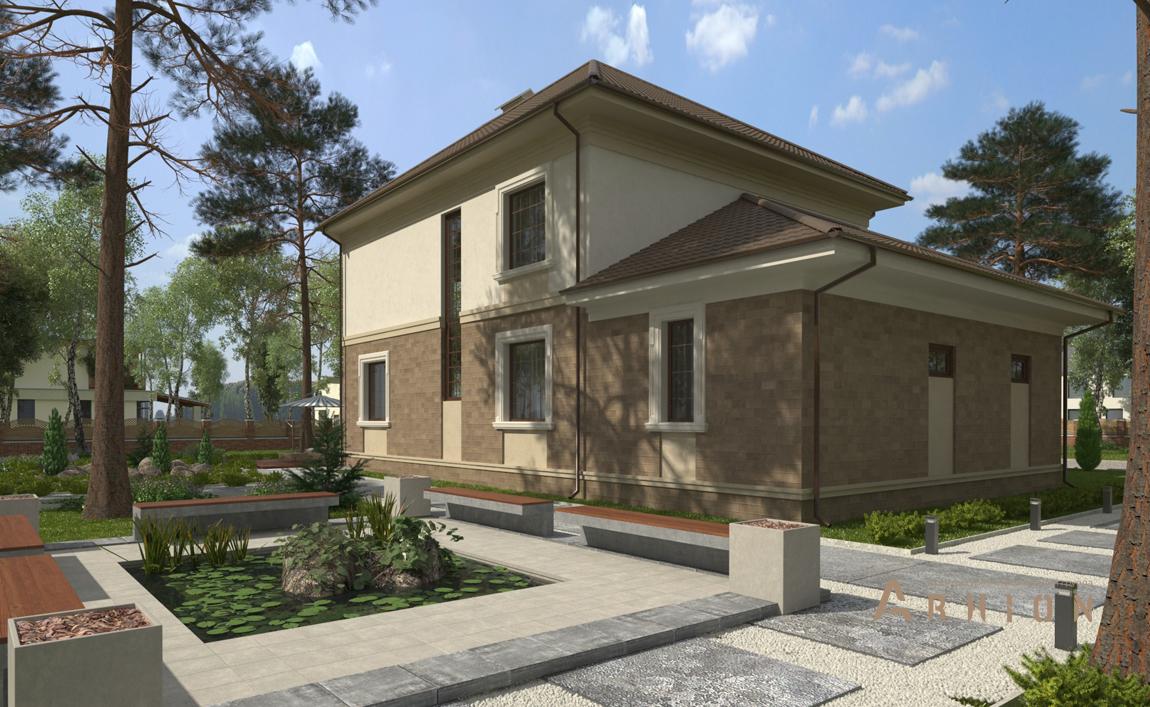 3. Проект двухэтажного дома в современном стиле с плоской кровлей , cp-21-03, площадью - 238 кв c гаражом