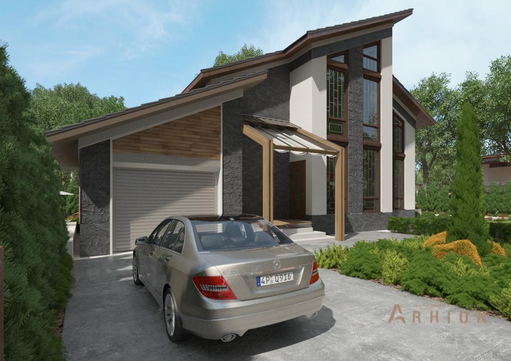 1. Проект двухэтажного дома в современном стиле с плоской кровлей , cp-21-32, площадью - 144 кв c цокольным этажом, гаражом