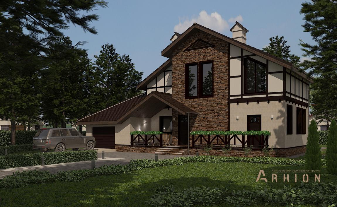 3. Проект одноэтажного дома в современном стиле с плоской кровлей , cp-21-34, площадью - 164 кв c мансардой, гаражом