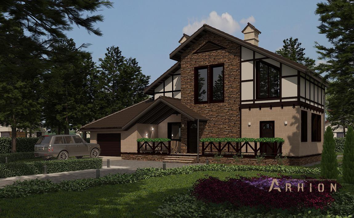 4. Проект одноэтажного дома в современном стиле с плоской кровлей , cp-21-34, площадью - 164 кв c мансардой, гаражом