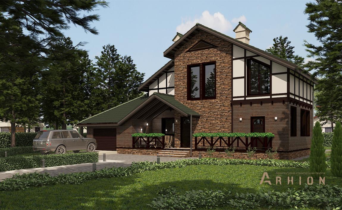 1. Проект одноэтажного дома в современном стиле с плоской кровлей , cp-21-34, площадью - 164 кв c мансардой, гаражом