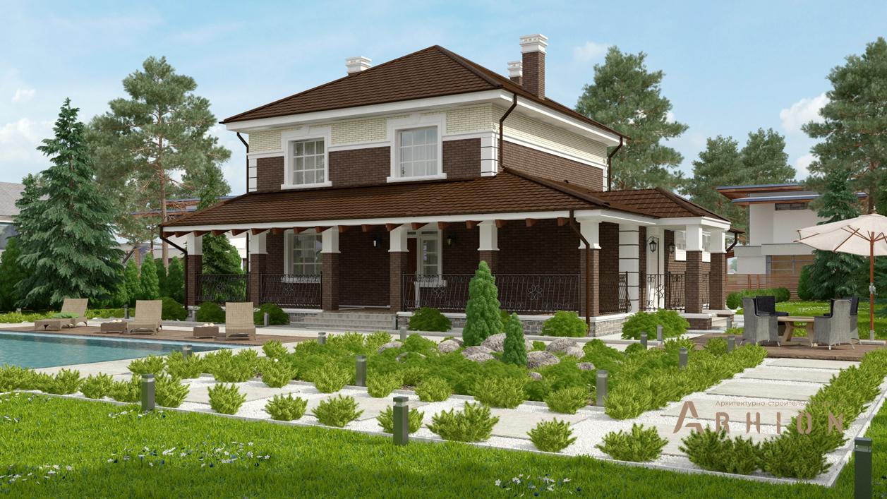 3. Проект двухэтажного дома в современном стиле с плоской кровлей , cp-21-36, площадью - 243 кв c цокольным этажом, терассой, гаражом