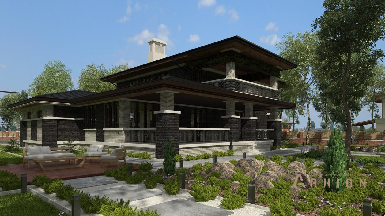 3. Проект двухэтажного дома в современном стиле с плоской кровлей , cp-21-41, площадью - 329 кв c гаражом