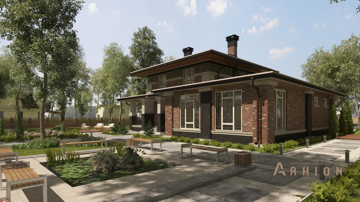 2. Проект двухэтажного дома в современном стиле с плоской кровлей , cp-21-53, площадью - 374 кв c цокольным этажом, терассой, гаражом