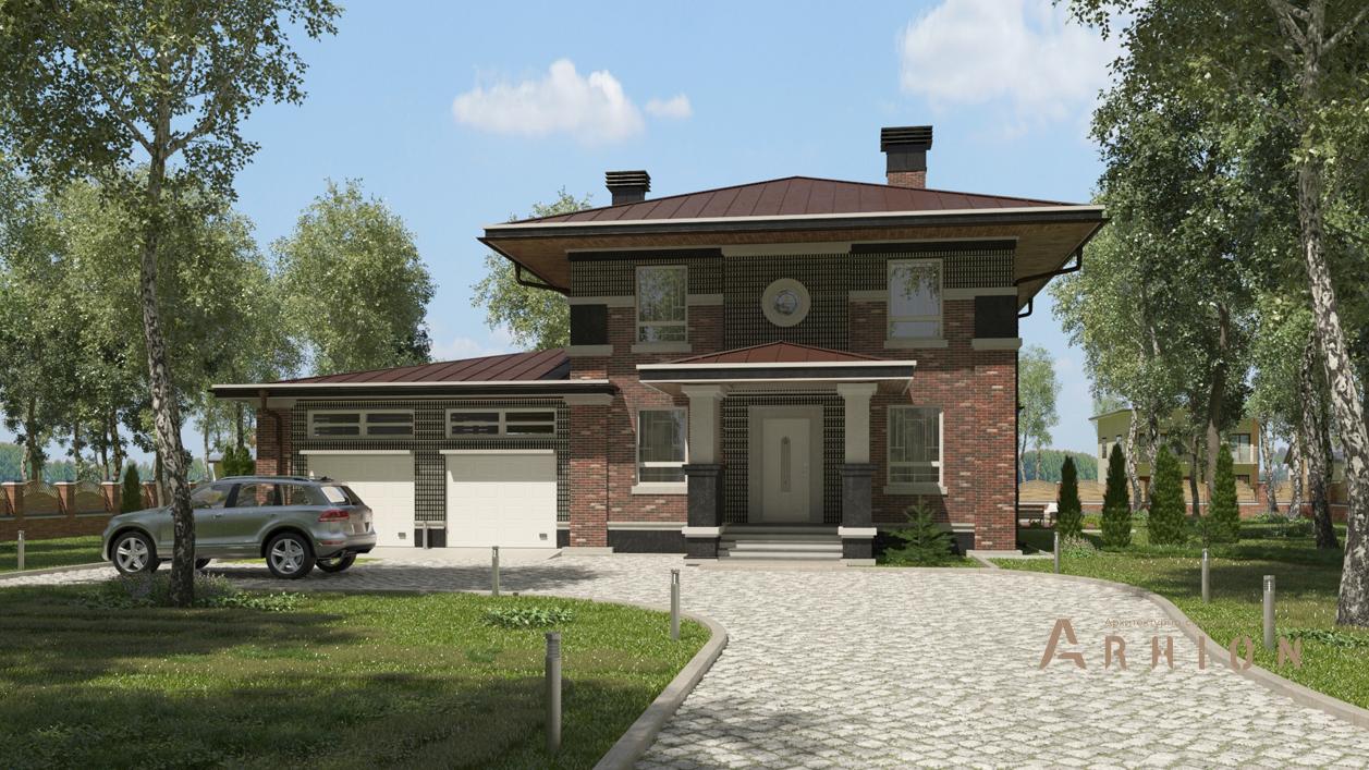 1. Проект двухэтажного дома в современном стиле с плоской кровлей , cp-21-53, площадью - 374 кв c цокольным этажом, терассой, гаражом