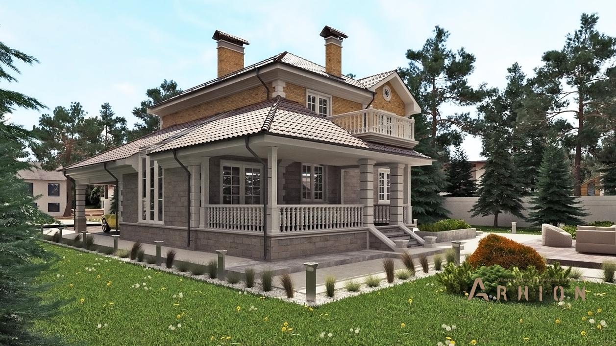 3. Проект двухэтажного дома в классическом стиле с плоской кровлей , cp-22-13, площадью - 346 кв c цокольным этажом