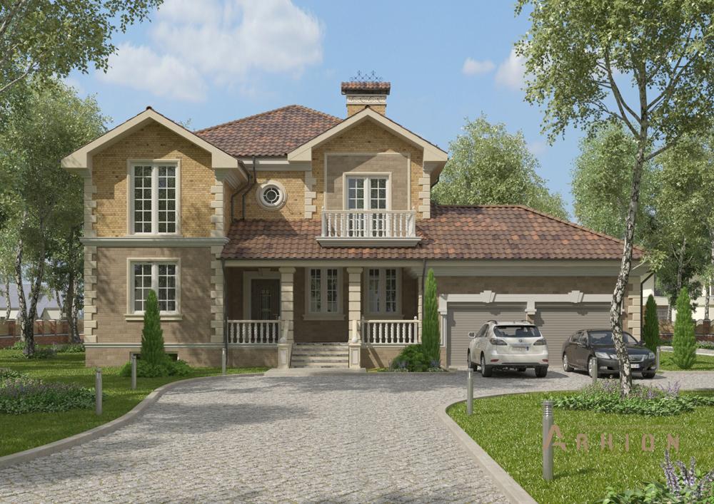 1. Проект двухэтажного дома в современном стиле с плоской кровлей , cp-22-14, площадью - 381 кв c цокольным этажом, гаражом