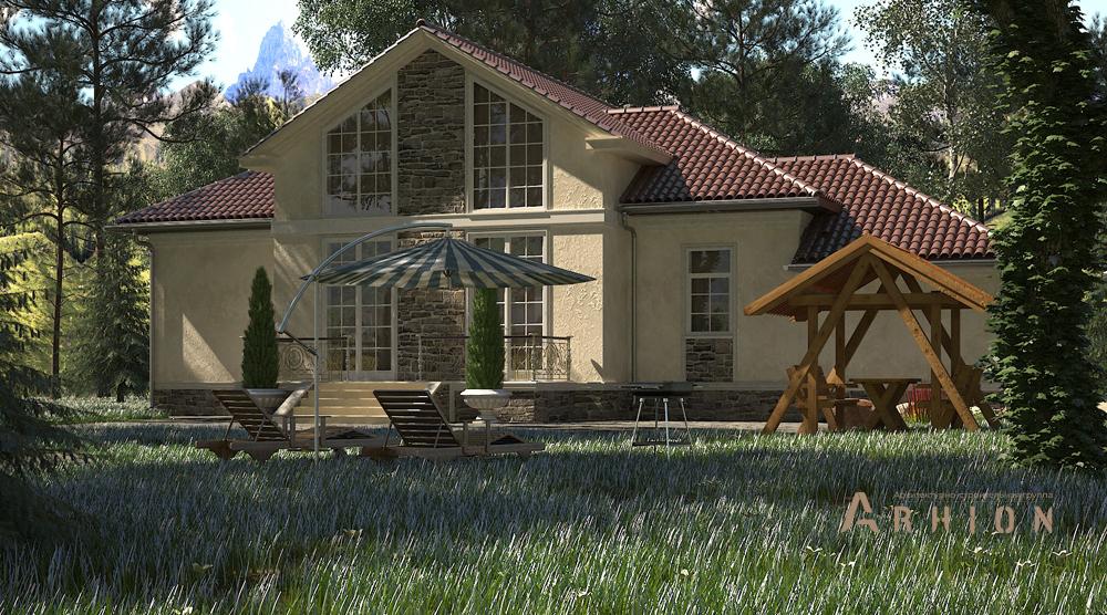 2. Проект одноэтажного дома в современном стиле с плоской кровлей , cp-22-27, площадью - 173 кв c мансардой, гаражом