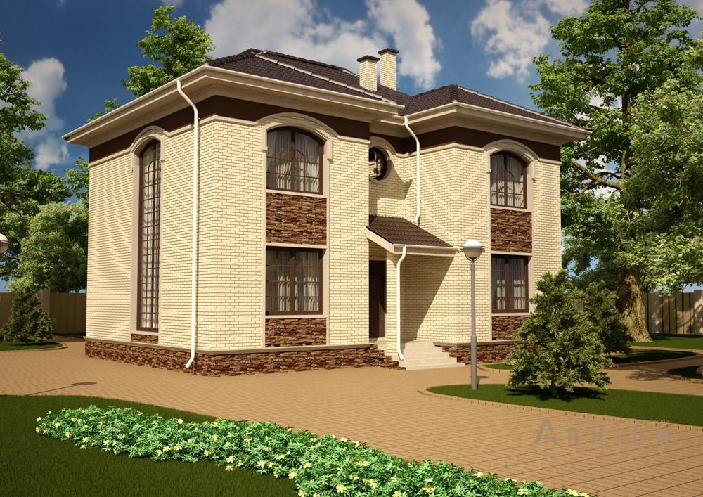 1. Проект двухэтажного дома в современном стиле с плоской кровлей , cp-22-31, площадью - 290 кв c цокольным этажом