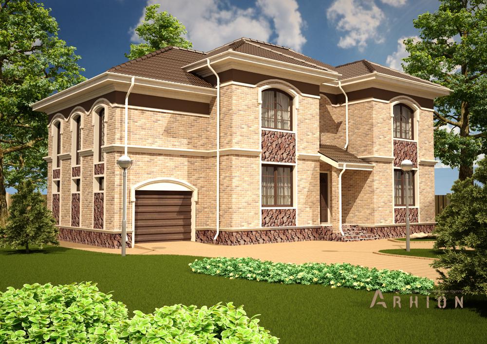 2. Проект двухэтажного дома в современном стиле с плоской кровлей , cp-22-33, площадью - 237 кв c цокольным этажом