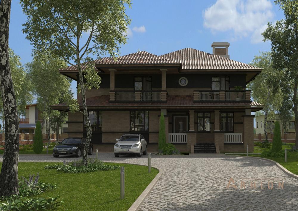 1. Проект двухэтажного дома в современном стиле с плоской кровлей , cp-22-38, площадью - 392 кв c цокольным этажом