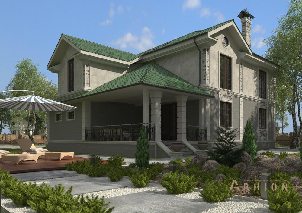 2. Проект двухэтажного дома в современном стиле с плоской кровлей , cp-22-55, площадью - 324 кв c цокольным этажом, гаражом