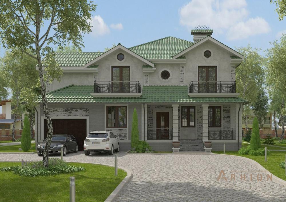 1. Проект двухэтажного дома в современном стиле с плоской кровлей , cp-22-55, площадью - 324 кв c цокольным этажом, гаражом