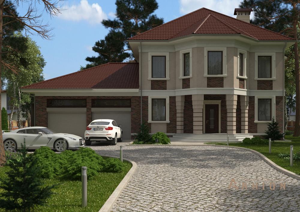 1. Проект двухэтажного дома в современном стиле с плоской кровлей , cp-22-67, площадью - 269 кв c цокольным этажом, гаражом