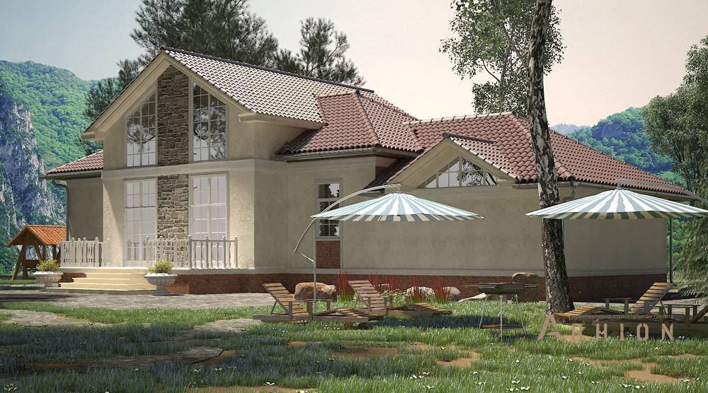 2. Проект одноэтажного дома в современном стиле с плоской кровлей , cp-22-75, площадью - 196 кв c мансардой