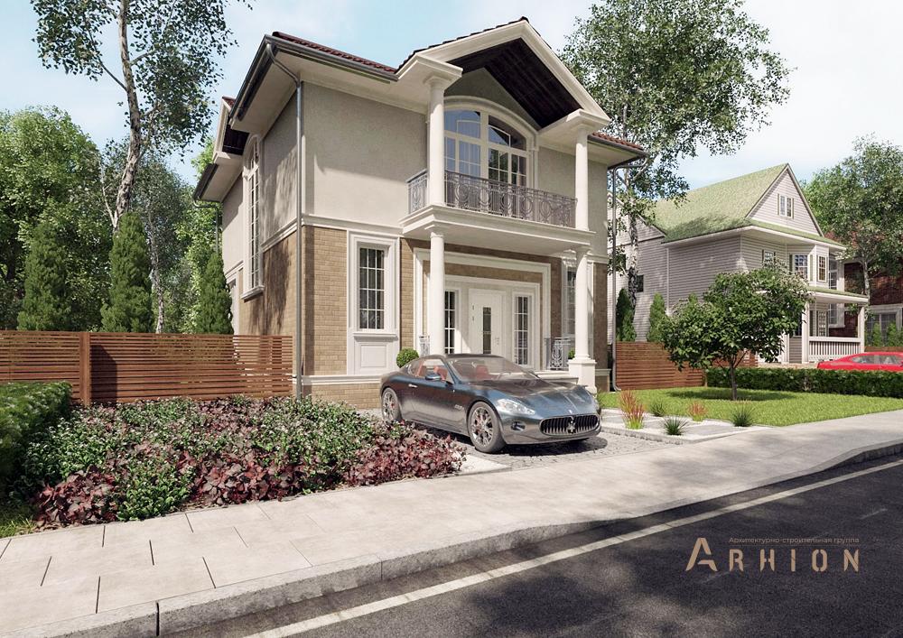 1. Проект двухэтажного дома в современном классическом стиле с плоской кровлей , cp-22-88, площадью - 178 кв c цокольным этажом, сауной, балконом