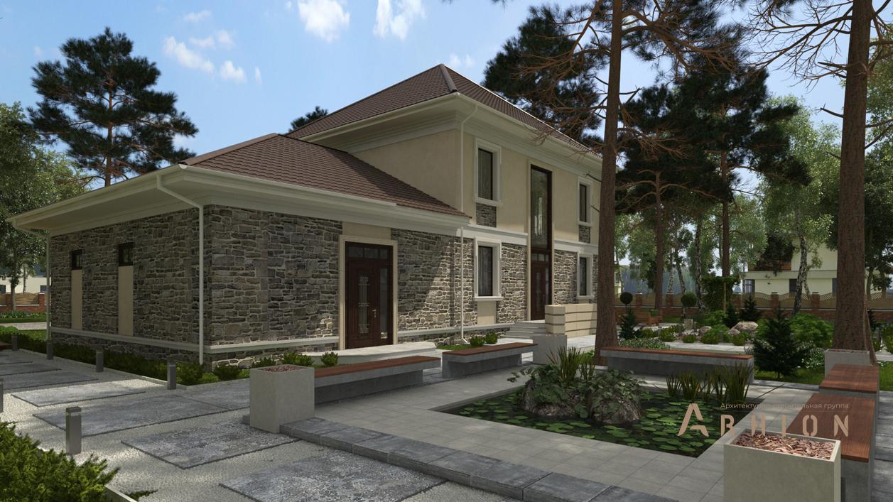 2. Проект двухэтажного дома в современном стиле с плоской кровлей , cp-22-92, площадью - 244 кв c гаражом