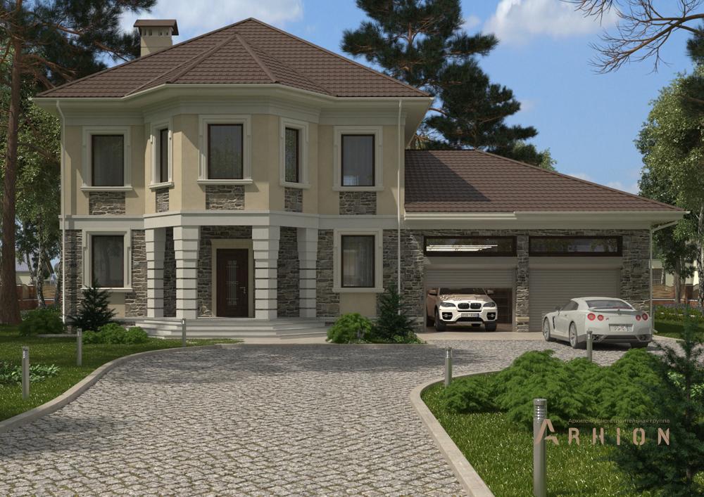 1. Проект двухэтажного дома в современном стиле с плоской кровлей , cp-22-92, площадью - 244 кв c гаражом