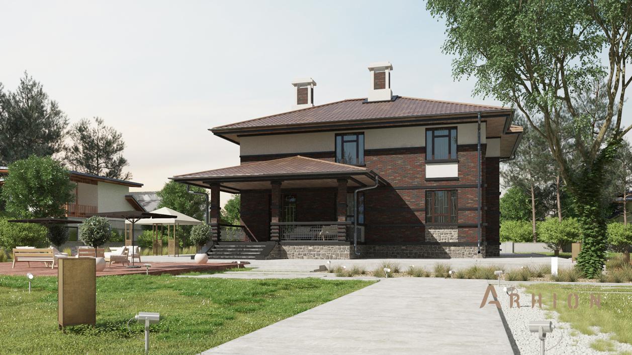 3. Проект двухэтажного дома в современном стиле с плоской кровлей , cp-23-09, площадью - 286 кв c гаражом