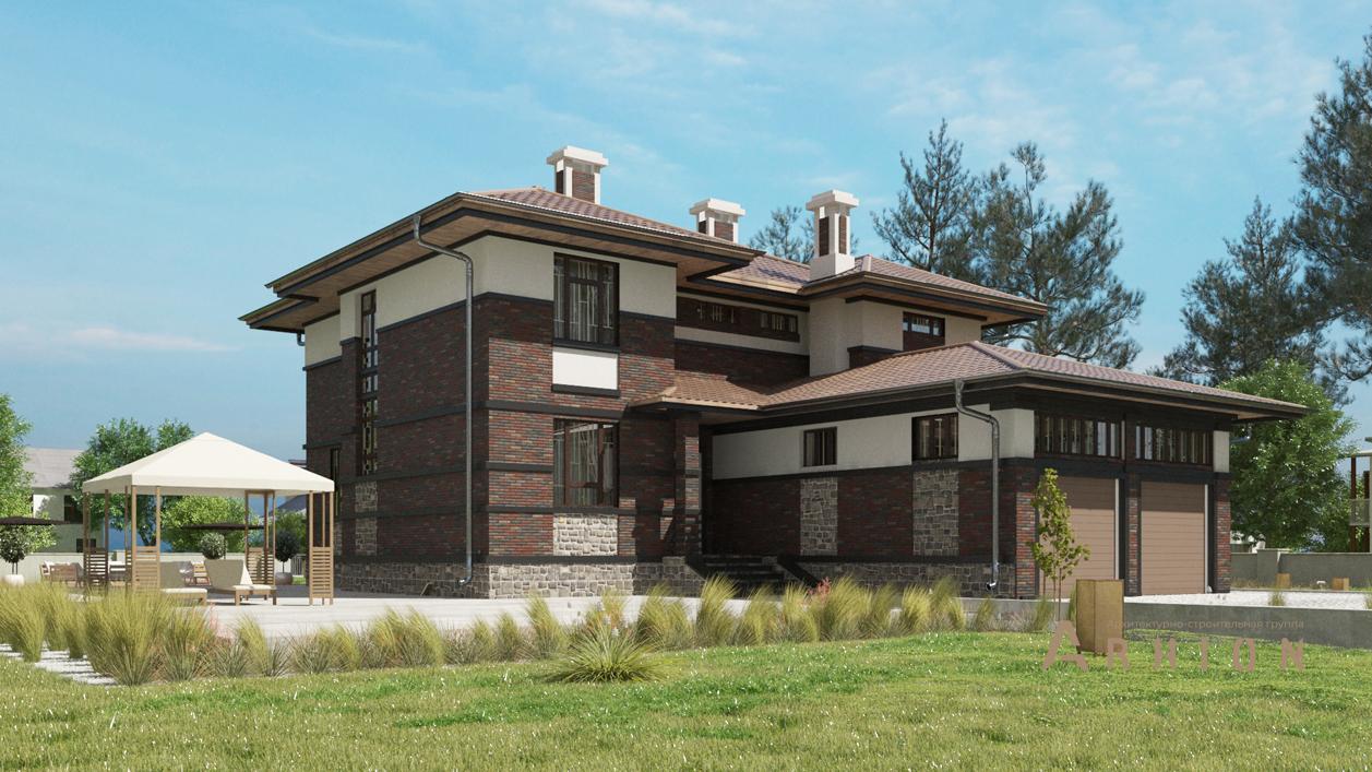 1. Проект двухэтажного дома в современном стиле с плоской кровлей , cp-23-09, площадью - 286 кв c гаражом