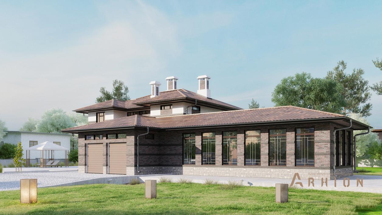 2. Проект двухэтажного дома в современном стиле с плоской кровлей , cp-23-14, площадью - 383 кв c гаражом