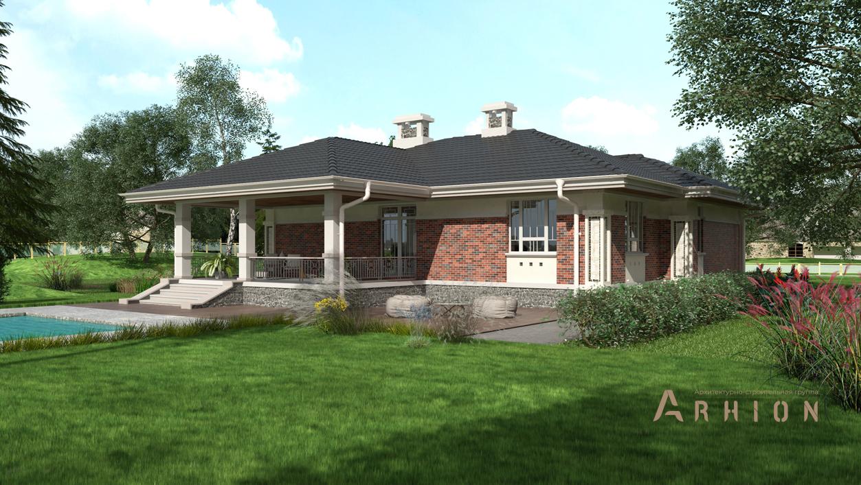 2. Проект одноэтажного дома в современном стиле с плоской кровлей , cp-23-40, площадью - 173 кв c терассой