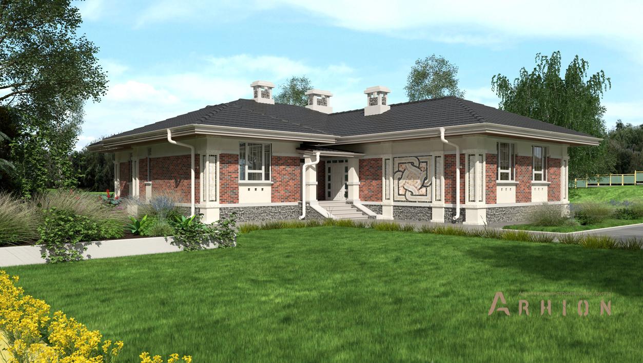 1. Проект одноэтажного дома в современном стиле с плоской кровлей , cp-23-40, площадью - 173 кв c терассой