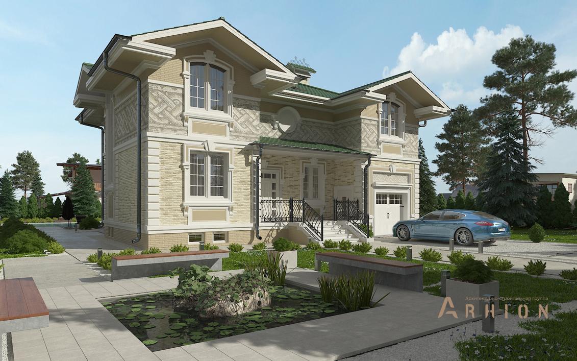 1. Проект двухэтажного дома в английском стиле с плоской кровлей , cp-23-62, площадью - 238 кв c гаражом